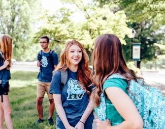 Four students talking